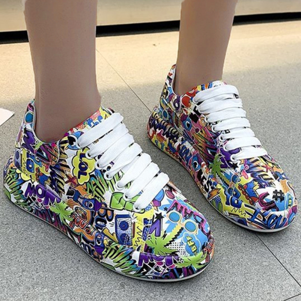 Purple Fashion Casual Bandage Graffiti Round Comfortable Out Door Shoes