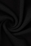 Black Elegant Solid Tassel Patchwork V Neck Evening Dress Plus Size Dresses