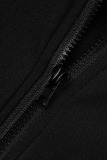 Black Sexy Solid Patchwork Slit Fold Off the Shoulder One Step Skirt Plus Size Dresses