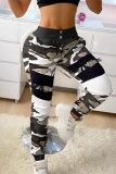 Multicolor Fashion Casual Camouflage Print Patchwork Regular High Waist Trousers