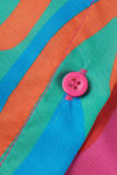 Pink Casual Print Patchwork Buckle Turndown Collar Shirt Dress Dresses