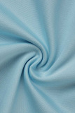 Baby Blue Casual Sportswear Print Solid Patchwork Skinny High Waist Short
