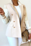 Apricot Casual Patchwork Cardigan Turn-back Collar Outerwear