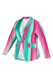 Multicolor Fashion Casual Print Patchwork Cardigan Turn-back Collar Outerwear
