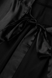Black Fashion Casual Solid Patchwork V Neck Long Sleeve Dresses