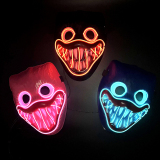 Black Scary Halloween Mask LED Light up Mask Cosplay Glowing in The Dark Mask Costume Halloween Face Masks