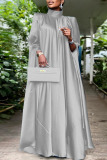 Grey Casual Solid Patchwork Turtleneck Straight Dresses