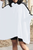 Black Casual Striped Patchwork Zipper Collar Long Sleeve Dresses