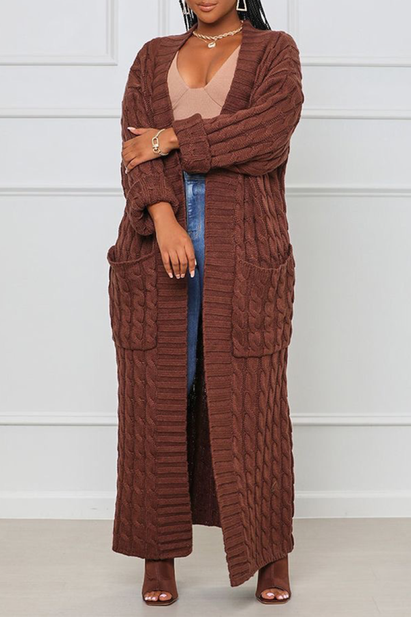 Casual Street Potholes Cardigan Collar Outerwear