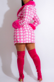 Pink Daily Party Turndown Collar Outerwear