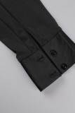 Black Casual Solid Patchwork V Neck Plus Size Jumpsuits