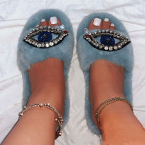 Turquoise Casual Patchwork Rhinestone Round Comfortable Shoes