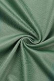 Green Casual Sportswear Print Patchwork Zipper Cardigan Collar Long Sleeve Two Pieces