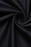 Black Casual Print Patchwork O Neck One Step Skirt Dresses