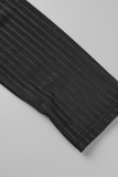 Black Street Solid Patchwork Cardigan Collar Long Sleeve Three Pieces