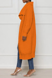 Orange Casual Solid Patchwork Cardigan Collar Outerwear