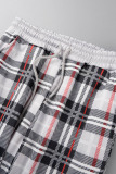 White Casual Plaid Print Patchwork Hooded Collar Long Sleeve Two Pieces