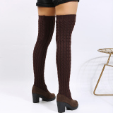 Dark Brown Casual Patchwork Solid Color Keep Warm Comfortable Shoes (Heel 8CM High)