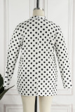 Black And White Casual Print Polka Dot Patchwork Buttons Turn-back Collar Printed Dress Plus Size Dresses