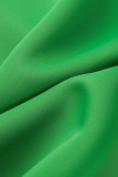 Green Elegant Solid Bandage Patchwork Half A Turtleneck A Line Dresses