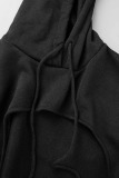 Black Casual Street Solid Patchwork Hooded Collar Long Sleeve Three Pieces