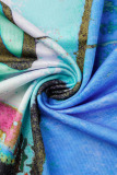 Multicolor Fashion Casual Print Basic Turtleneck Tops