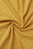 Yellow Casual Print Patchwork Cardigan Collar Long Sleeve Three Pieces