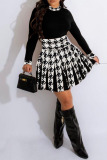 Black Casual Patchwork Embroidered Patchwork O Neck Long Sleeve Two Pieces
