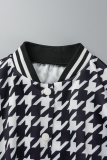 Black White Casual Print Printing Long Sleeve Two Pieces
