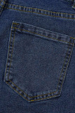Black Street Plaid Print Patchwork High Waist Denim Jeans