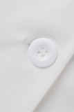 White Sexy Street Solid Hollowed Out Patchwork Buttons Turn-back Collar Two Pieces