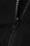 Light Gray Casual Sportswear Solid Patchwork Zipper Collar Regular Jumpsuits