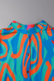 Leopard Print Casual Print Patchwork Buckle Turndown Collar Plus Size Jumpsuits