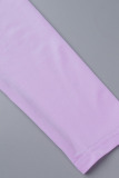 Purple Elegant Solid Patchwork Flounce Fold Asymmetrical O Neck Pencil Skirt Plus Size Dresses