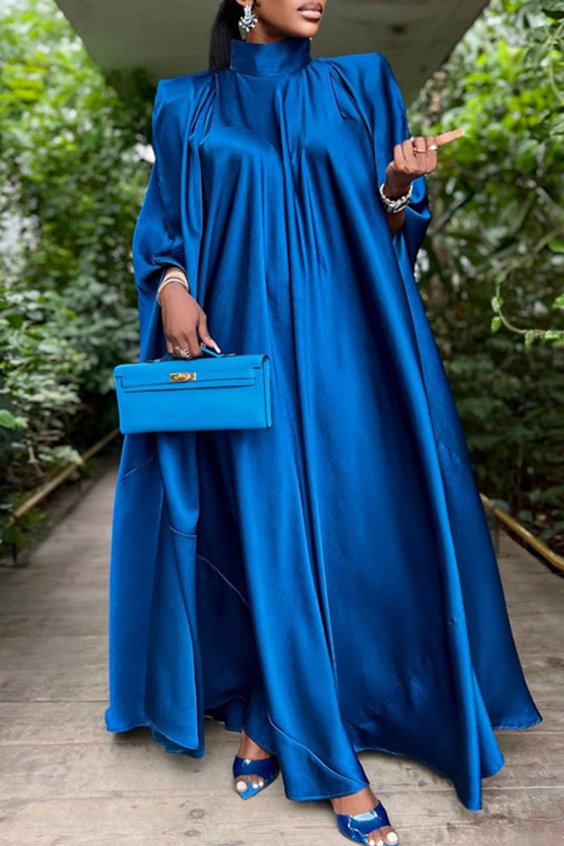 Casual Solid Patchwork Turtleneck Straight Dresses