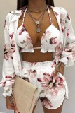 Apricot Sexy Casual Print Solid Basic Long Sleeve Three Piece Set