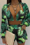 Multicolor Sexy Casual Print Solid Basic Long Sleeve Three Piece Set