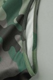 Black Casual Solid Camouflage Print Basic Turtleneck Skinny Romper