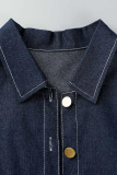 Light Blue Street Solid Patchwork Buckle Turndown Collar Sleeveless Regular Denim Jacket