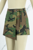 Camouflage Casual Street Print Camouflage Print High Waist Straight Full Print Bottoms