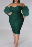 Champagne Sexy Formal Patchwork Hollowed Out Backless Off the Shoulder Evening Dress Plus Size Dresses