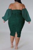 Burgundy Sexy Formal Patchwork Hollowed Out Backless Off the Shoulder Evening Dress Plus Size Dresses