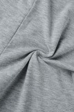 Grey Casual Solid Frenulum Slit Turtleneck Sleeveless Two Pieces