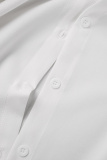 Grey Casual Work Not Positioning Printed Buckle Asymmetrical Turndown Collar High Waist Tops