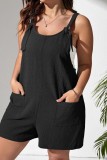 Pink Casual Solid Backless Spaghetti Strap Plus Size Romper