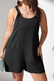Pink Casual Solid Backless Spaghetti Strap Plus Size Romper