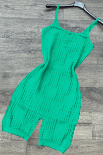 Green Street Daily Solid Patchwork Buckle Spaghetti Strap Skinny Jumpsuits