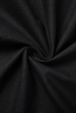Black Casual Solid Basic V Neck A Line Dresses