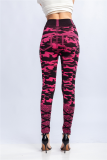 Red Sportswear Camouflage Print Patchwork