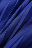 Tibetan Blue Casual Solid Frenulum Pleated O Neck Long Dress Dresses